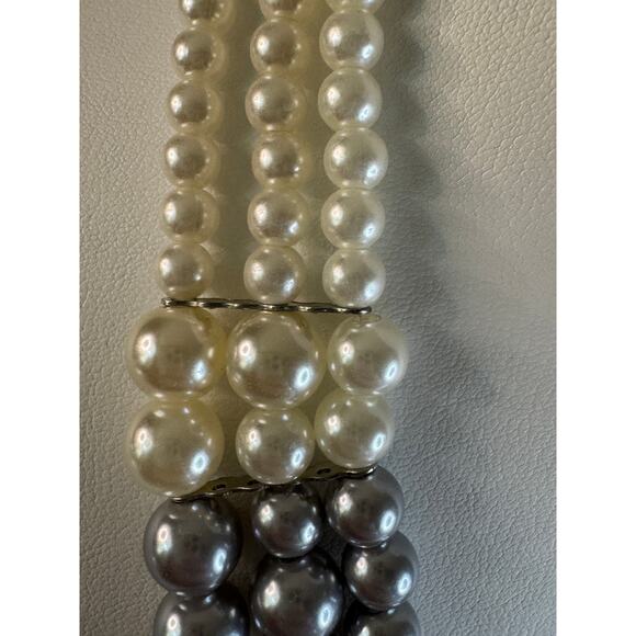 Faux cream and gray pearl necklace.  19” - Picture 5 of 7